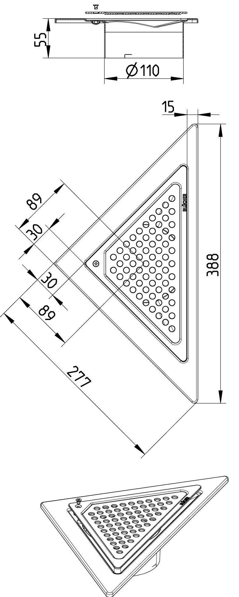 Line Drawing - Upper part-No membrane-Triangular