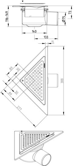 Line Drawing - Drain-No membrane-Triangular