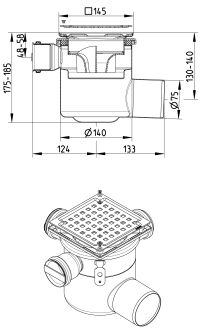 Line Drawing - Drain-No membrane-145