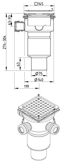 Line Drawing - Drain-No membrane-145