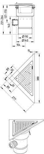 Line Drawing - Drain-No membrane-Triangular