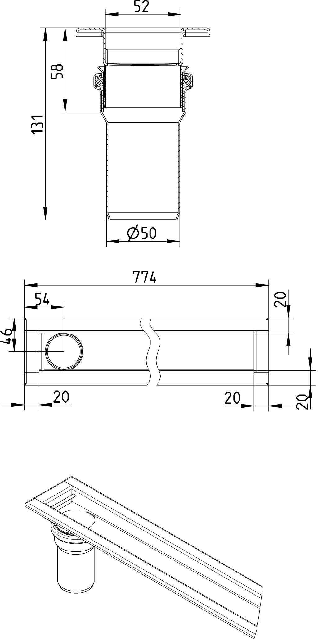 Line Drawing - WaterLine channel-No membrane