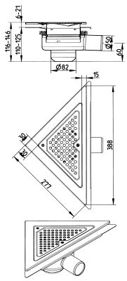 Line Drawing - Drain-Liquid membrane-Triangular