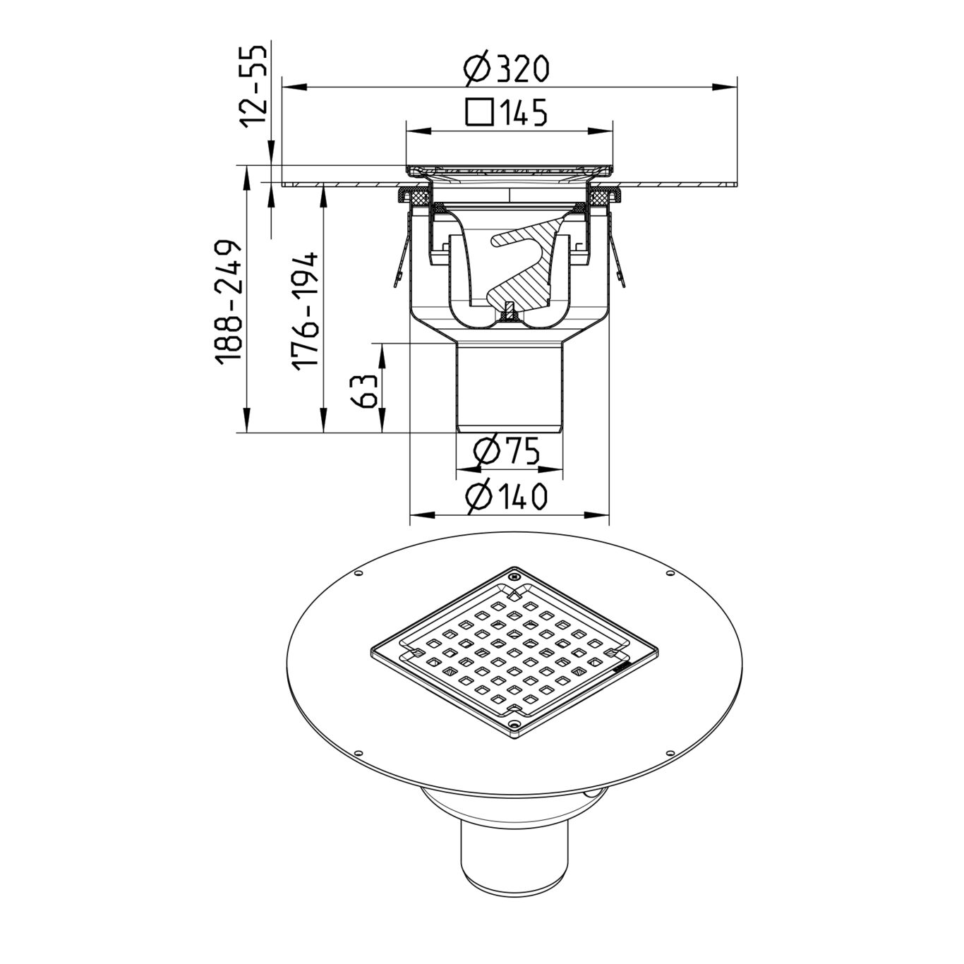 Line Drawing - Drain-Liquid membrane-145