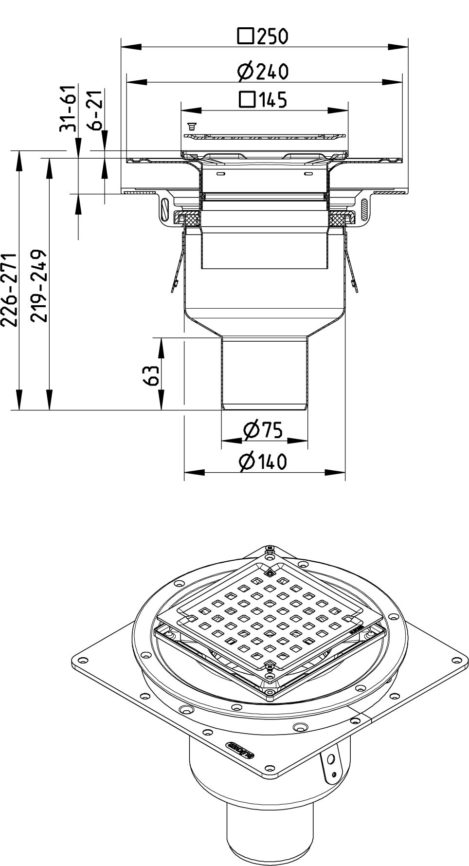 Line Drawing - Drain-Liquid membrane-145