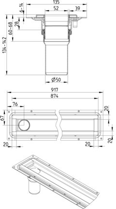 Line Drawing - WaterLine channel-Sheet membrane