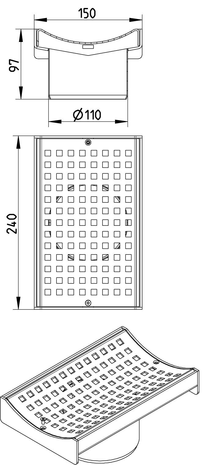 Line Drawing - Drain-No membrane-Rectangular