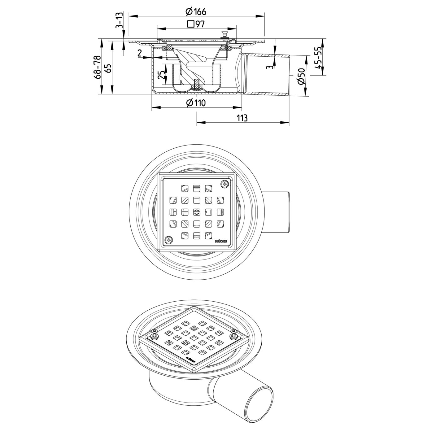 Line Drawing - Marine cabin drain-97