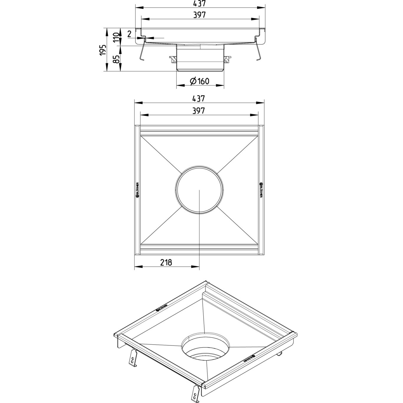 Line Drawing - Kitchen channel-No membrane