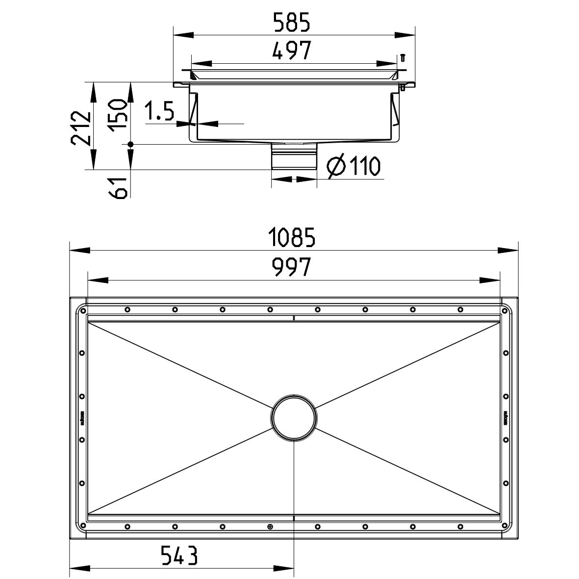 Line Drawing - Kitchen channel-Vinyl