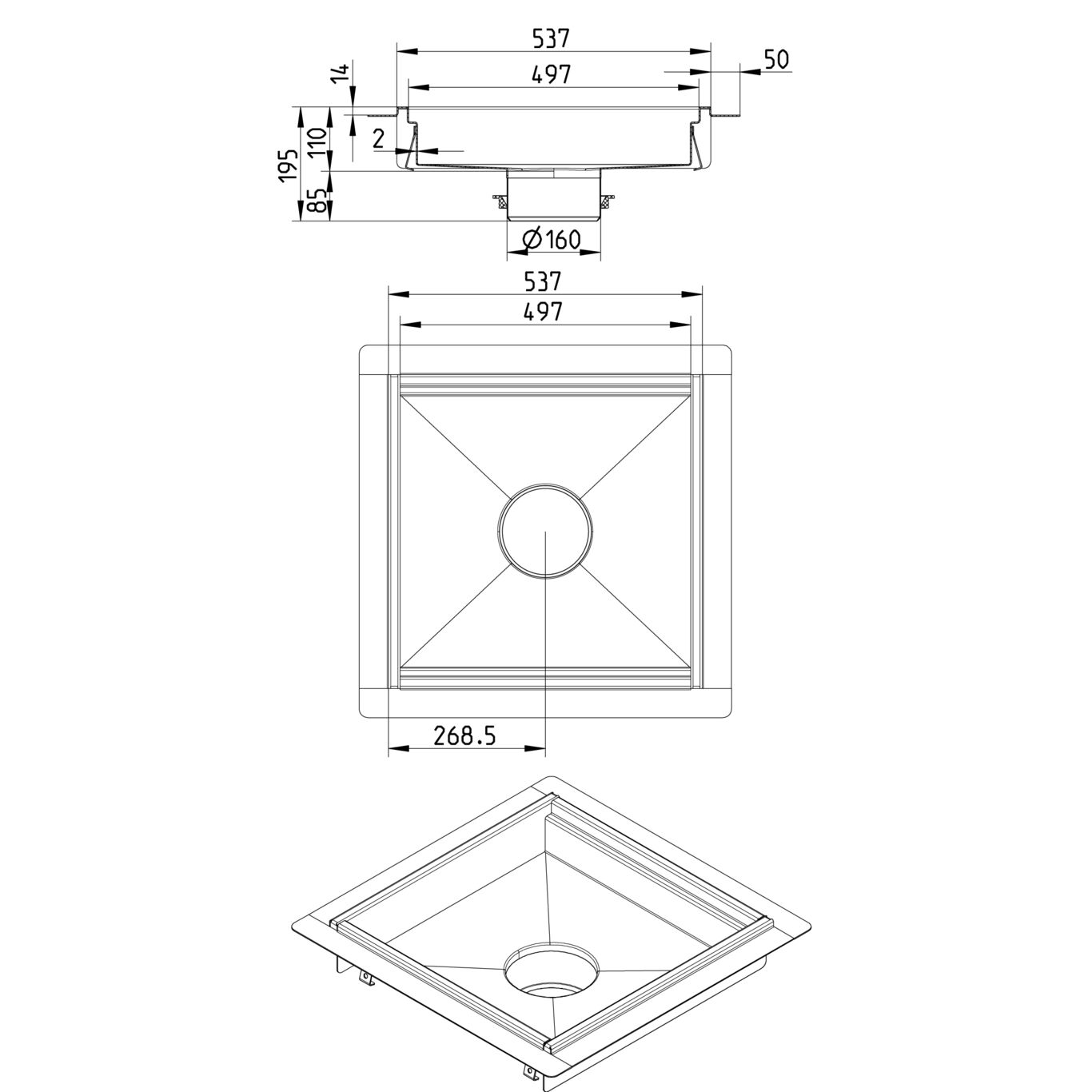 Line Drawing - Kitchen channel-Liquid membrane