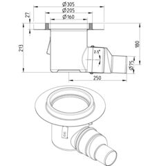 Line Drawing - Drain-No membrane-205