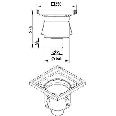 Line Drawing - Drain-No membrane-250