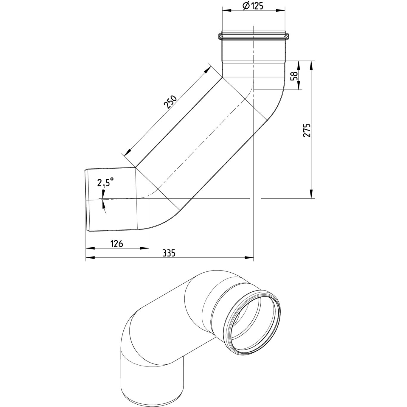 Line Drawing - Bend-87.5-long radius