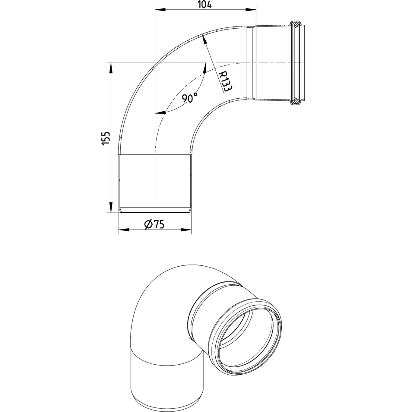 Line Drawing - Bend-87.5-large radius