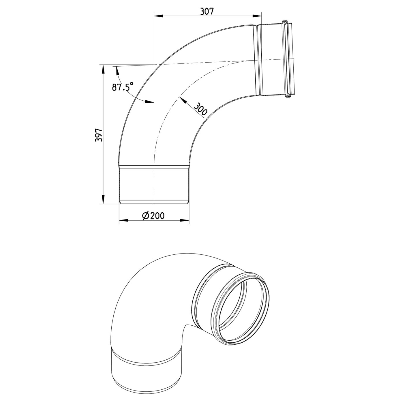 Line Drawing - Bend-87.5-large radius