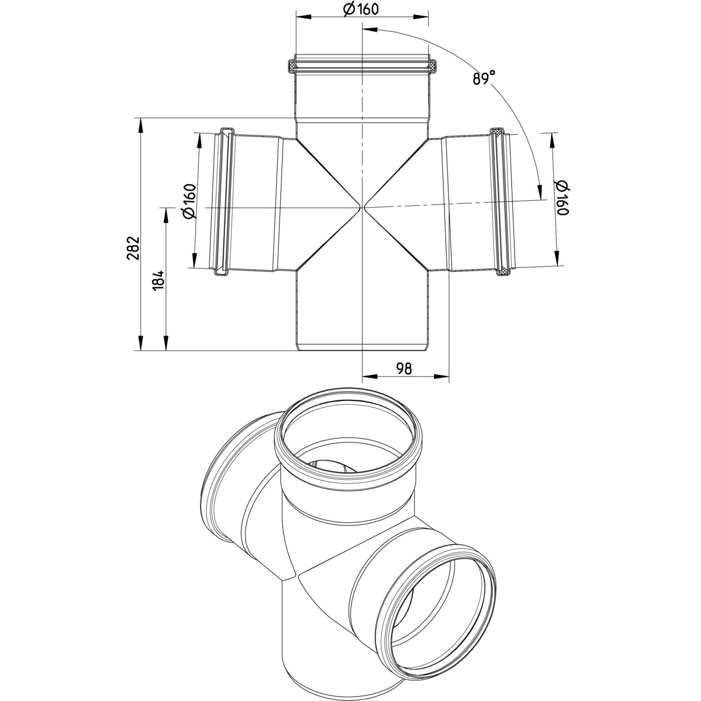 Line Drawing - Double branch-87.5-180