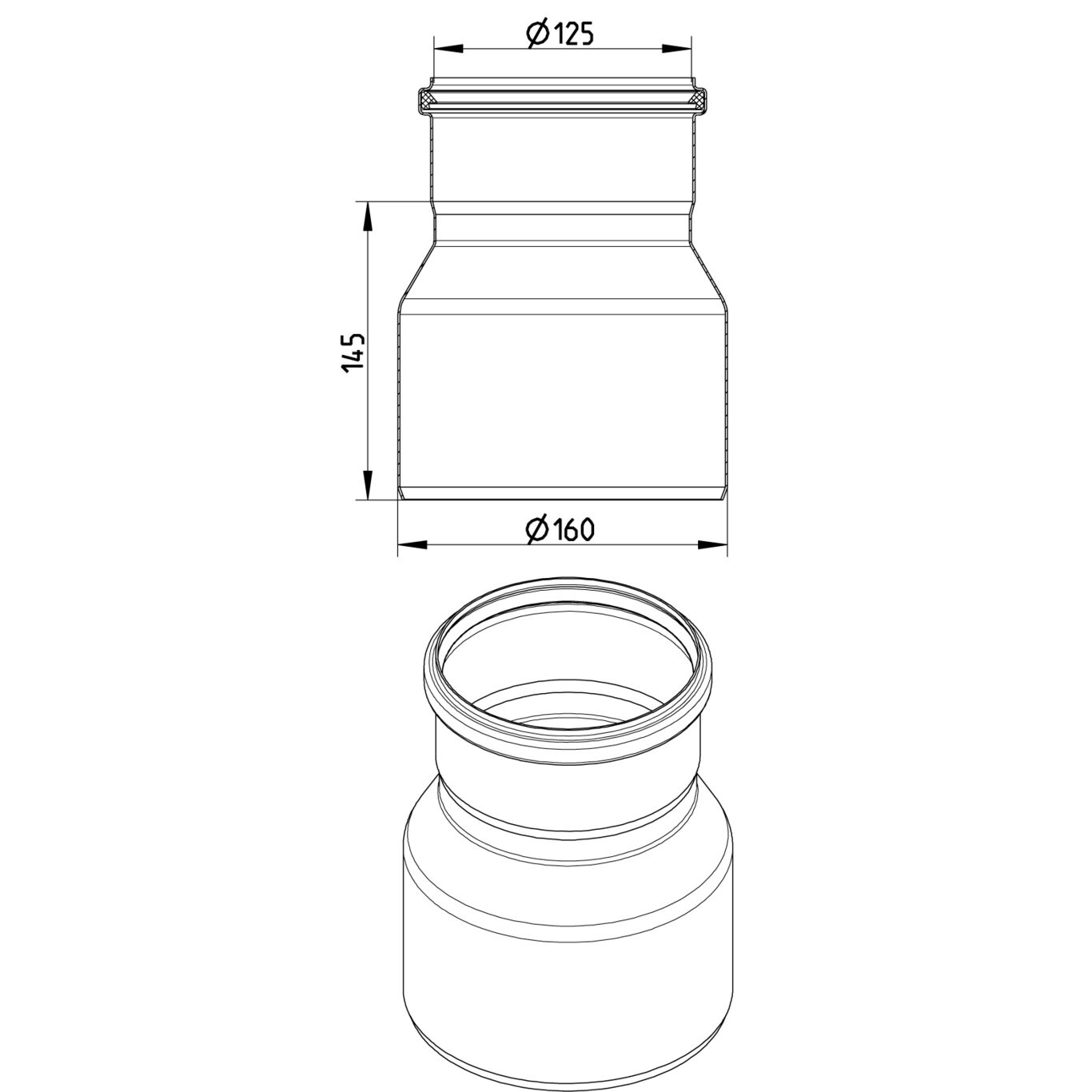 Line Drawing - Increaser-concentric