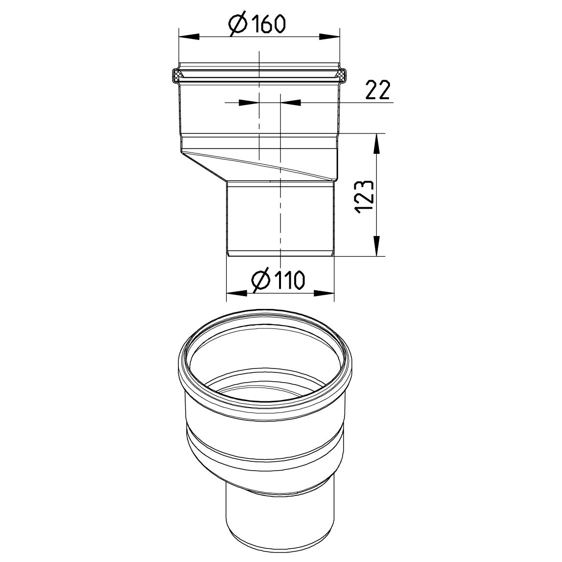 Line Drawing - Reducer-eccentric