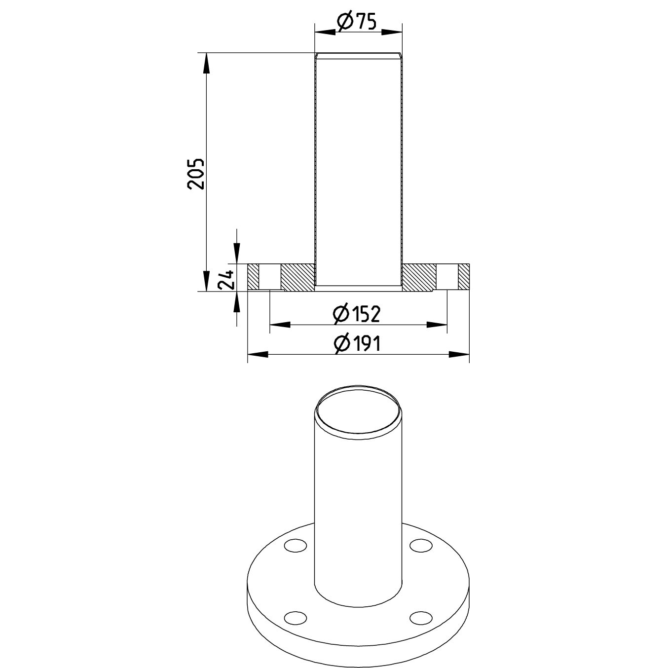 Line Drawing - Adaptor-flange-ANSI