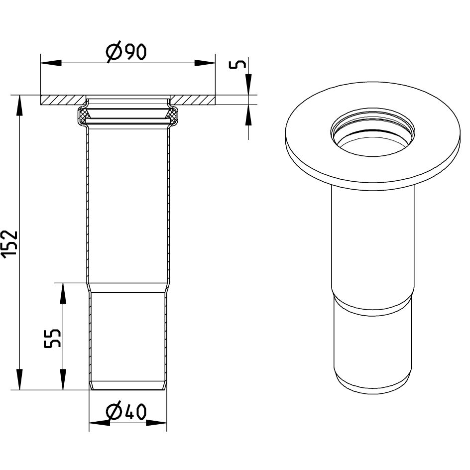 Line Drawing - Penetration-welding flange-steel