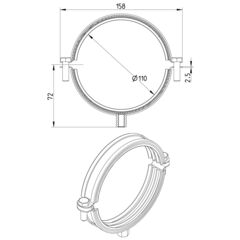 Line Drawing - Pipe hanger-EPDM-stainless