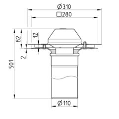 Line Drawing - Drain for siphonic-single ply membrane